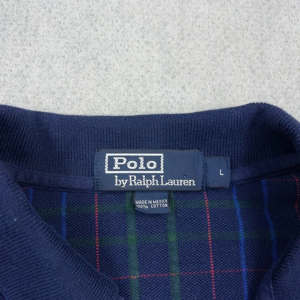 Vintage Polo Ralph Lauren Polo Shirt Men Large Blue Red Plaid Long Sleeve Rugby